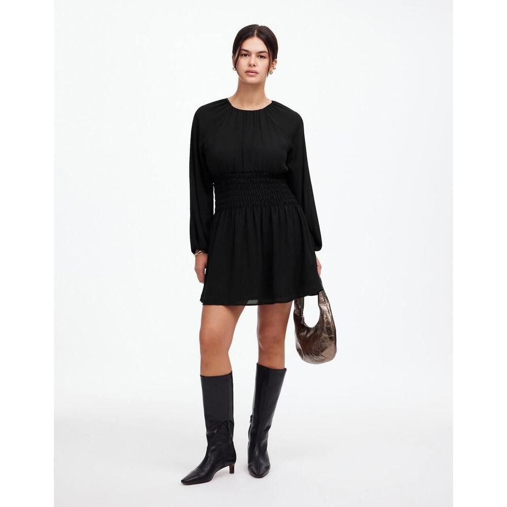 NWT Madewell Bubble-Sleeve Smocked Mini Dress - MSRP $148 - Size XXS